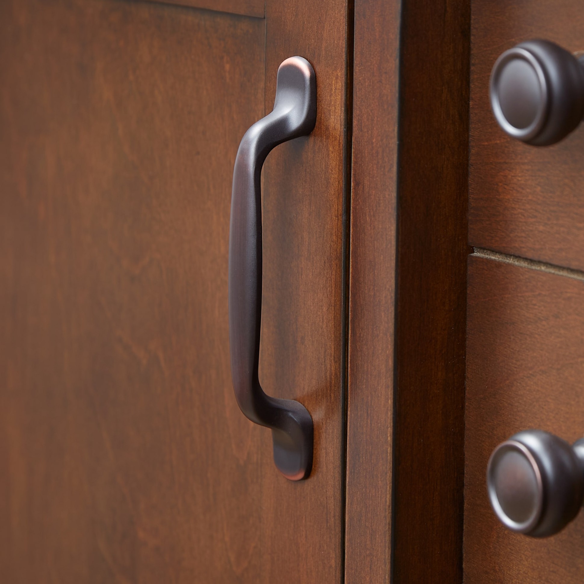 allen + roth 6-6/6-in Center to Center Aged Bronze Arch Handle Drawer Pulls - does lowes install cabinet hardware?