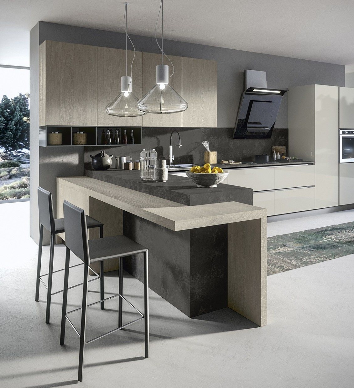 American style fitted kitchen with island with handles ROUND by  - modern american kitchen design
