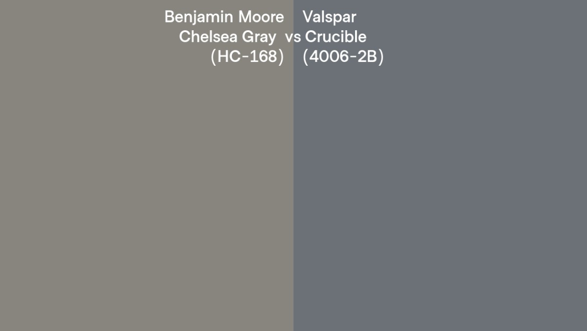 Benjamin Moore Chelsea Gray (HC-8) vs Valspar Crucible (8-8B  - chelsea gray valspar