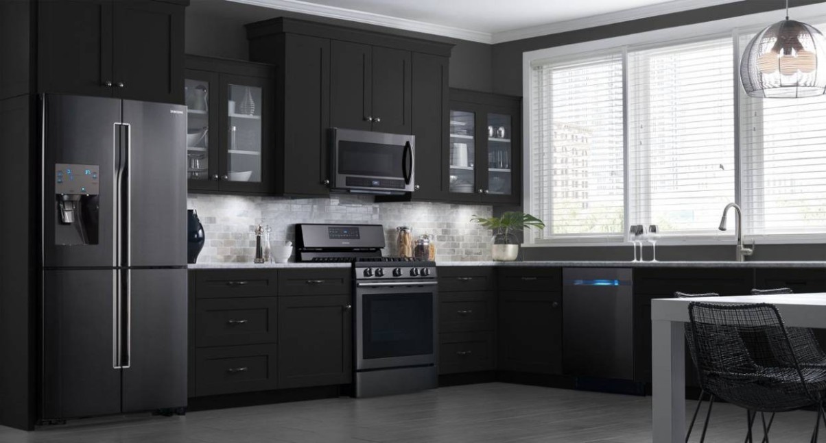 How to match appliances and kitchen cabinets colors ▷ Black and  - what color cabinets go best with black appliances?