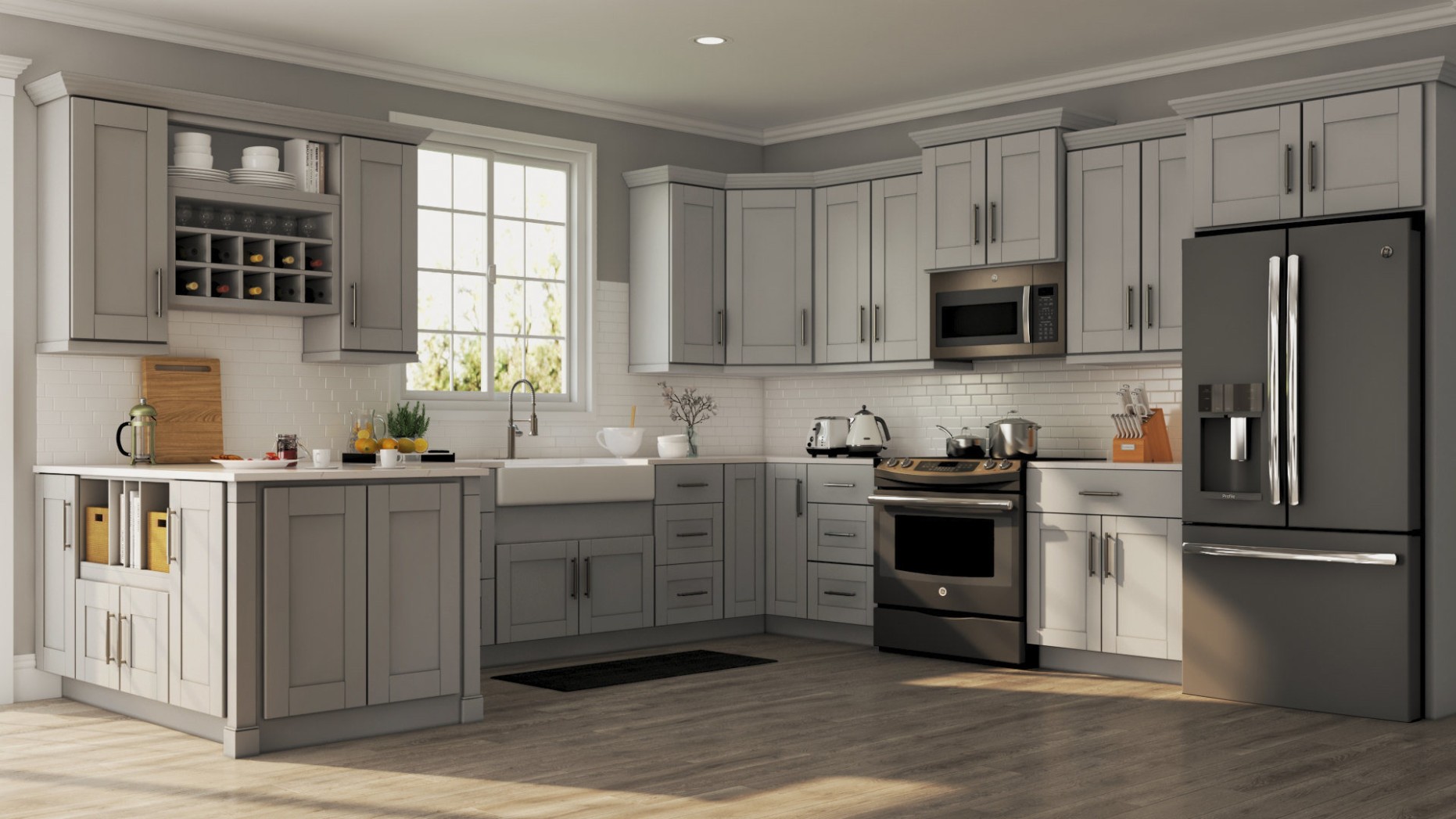 Shaker Cabinet Accessories in Dove Gray – Kitchen – The Home Depot - gray kitchen accessories