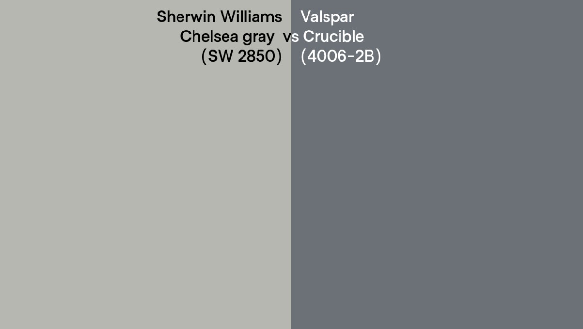 Sherwin Williams Chelsea gray (SW 8) vs Valspar Crucible (8  - chelsea gray valspar
